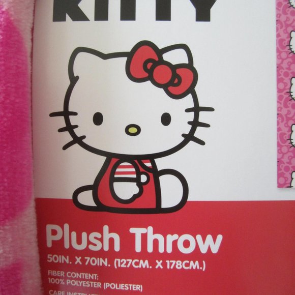 Hello Kitty Pink Bow Plush Throw Blanket - Picture 3 of 5